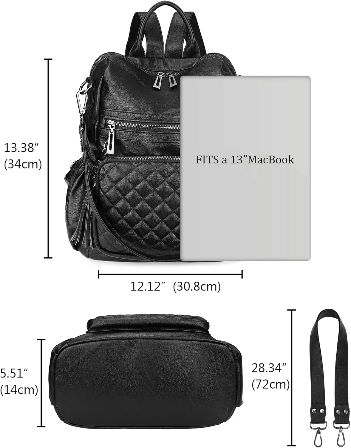 Uromee Travel Backpack Purse for Women Vegan Leather Ladies Fashion Tassel Quilted Shoulder Bag Convertible