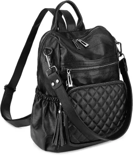 Uromee Travel Backpack Purse for Women Vegan Leather Ladies Fashion Tassel Quilted Shoulder Bag Convertible