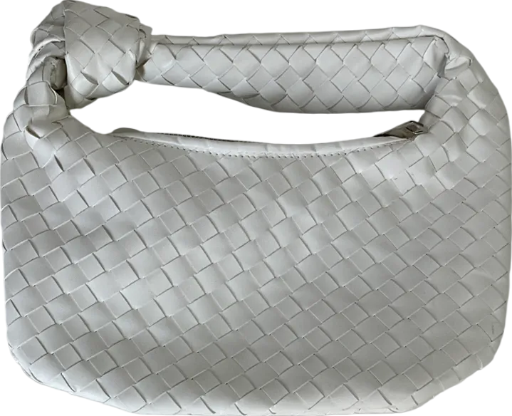 White Woven Top Handle Bag One Size