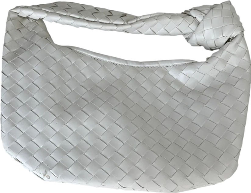 White Woven Top Handle Bag One Size