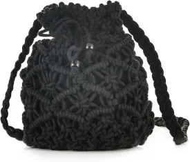 Women Small Crochet Crossbody Bag Hand Woven Drawstring Shoulder Beach Bucket Hobo Purse Travel Daily Vacation Tote Handbag