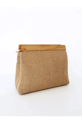 Wooden Jute Straw Clutch
