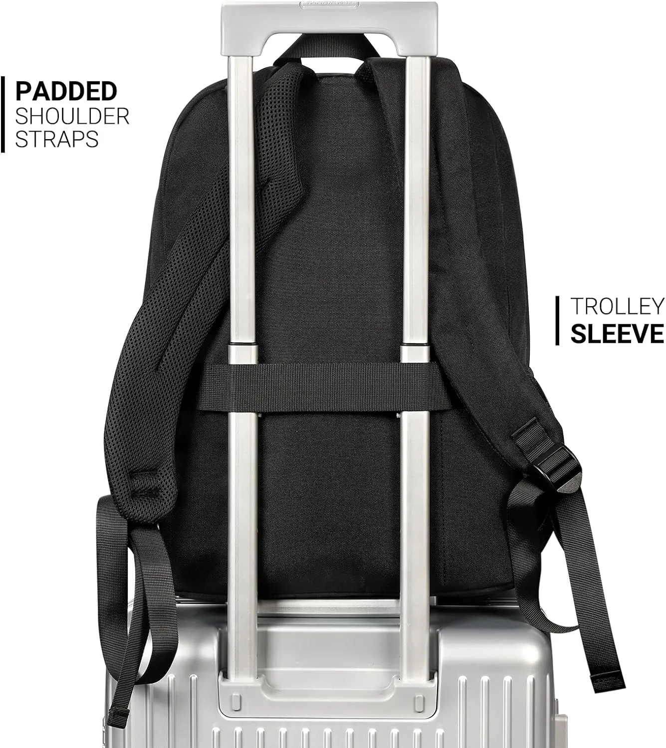 ZORFIN 26L Black Backpack for School, College, and Travel: Water Resistant Bookbag with 8 Compartments
